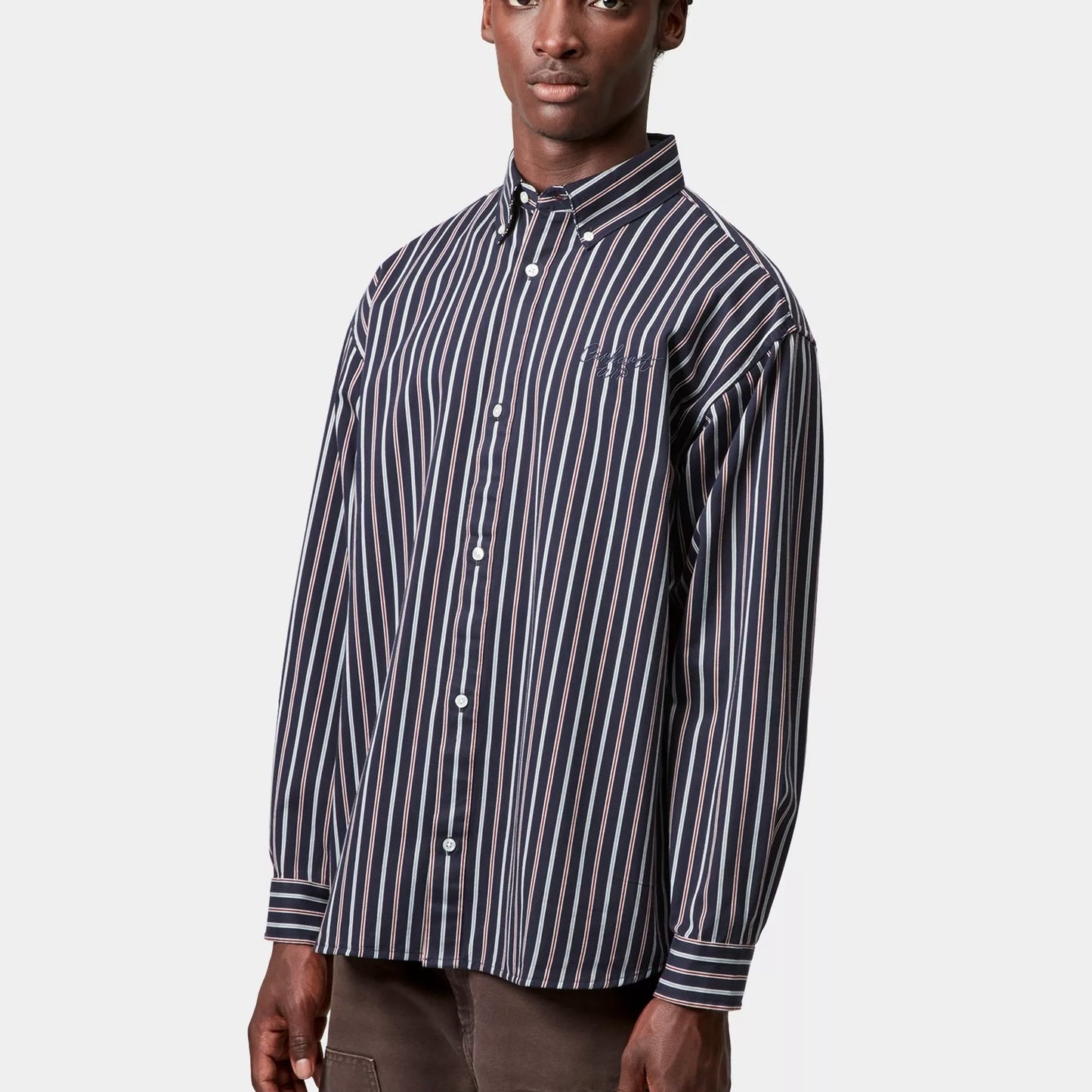 L/S Palance Shirt Stripe Dark Navy