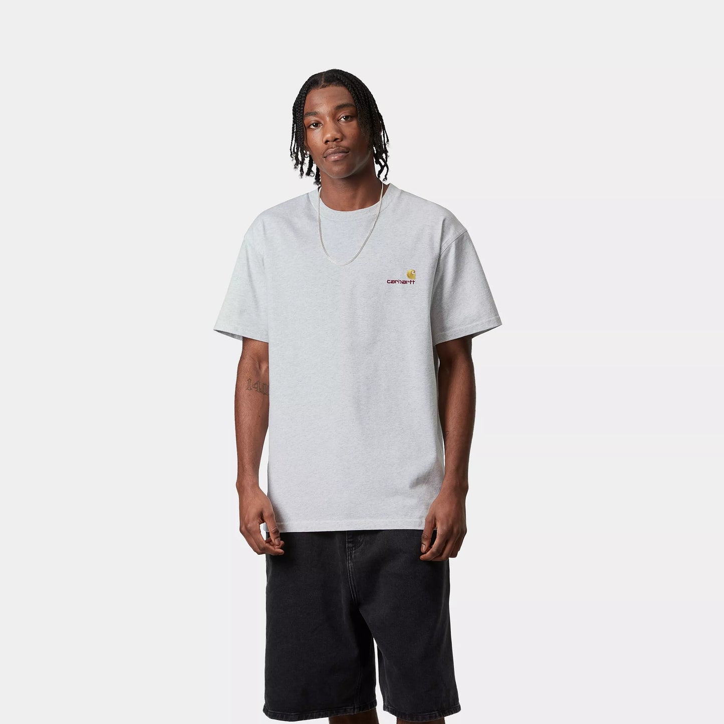 S/S American Script T-Shirt Ash Heather