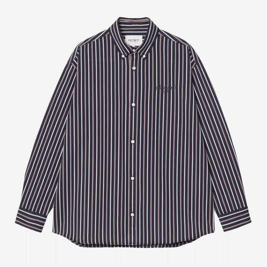 L/S Palance Shirt Stripe Dark Navy