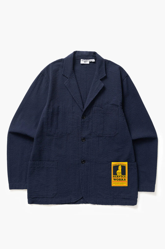 Seersucker Server Suit Jacket Navy