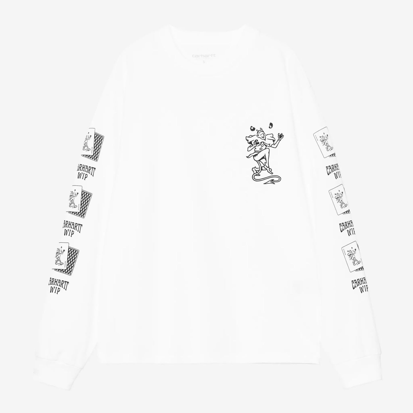 W L/S Playing Cards T-Shirt White