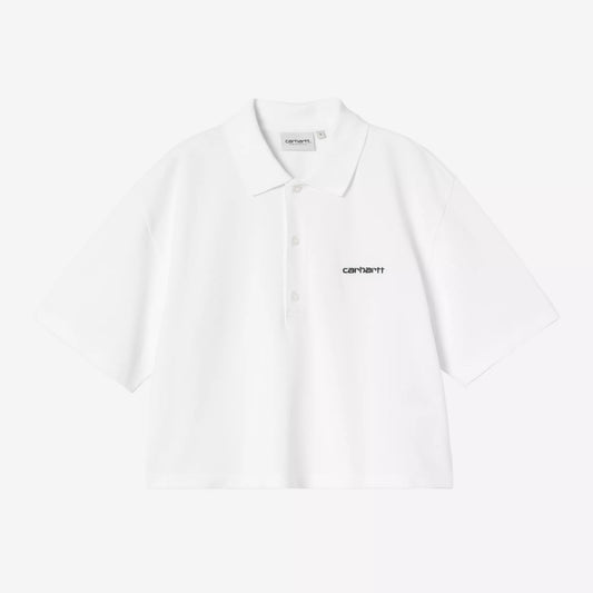 W S/S Carhartt Script Polo TS White