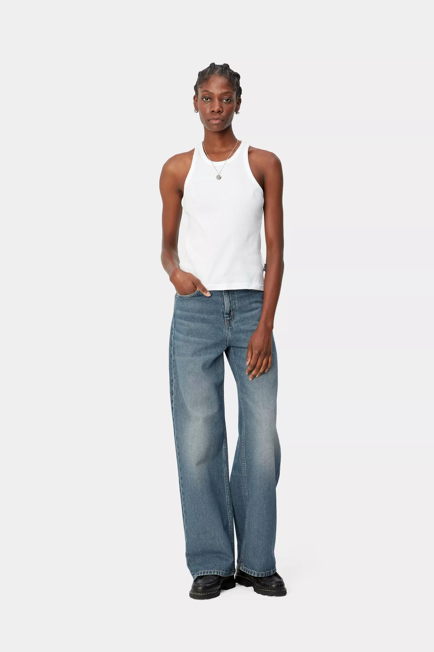W Jane Pant Blue Dark Used Wash