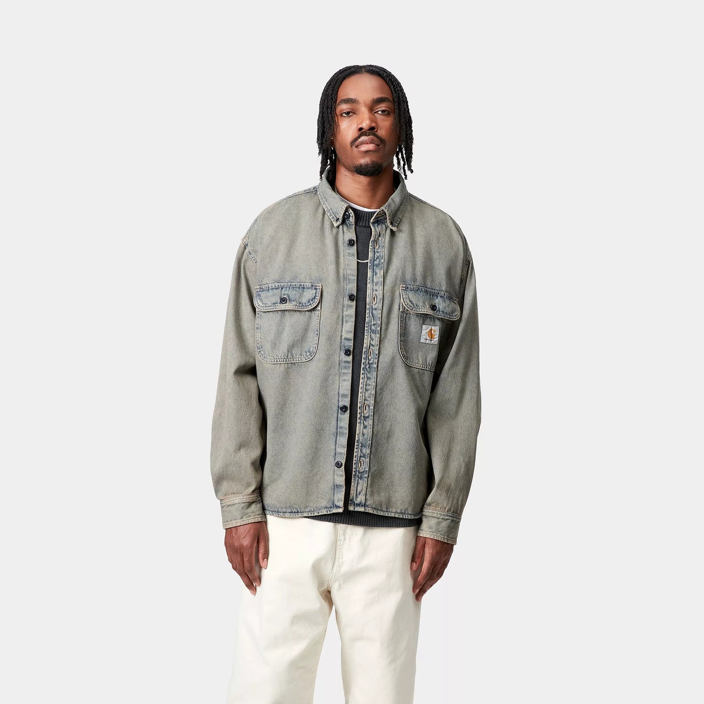 Tigan Shirt Jac Blue/Leather