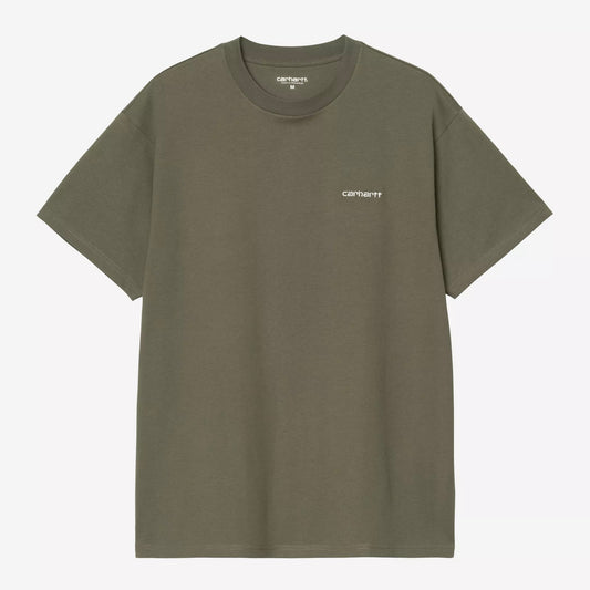 S/S Script Embroidery T-Shirt Leaf
