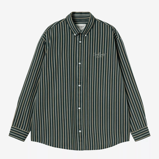 L/S Palance Shirt Stripe Deep Lagoon