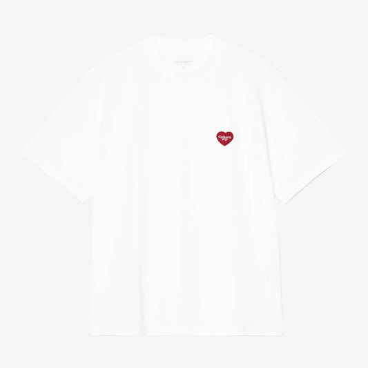 W S/S Heart Patch T-Shirt White/Red