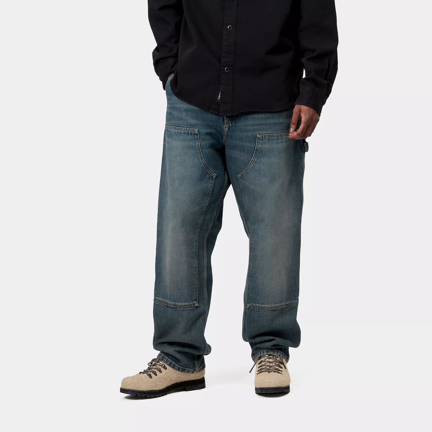 Double Knee Pant Blue Worn