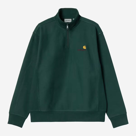Half Zip American Script Sweat Dark Fir