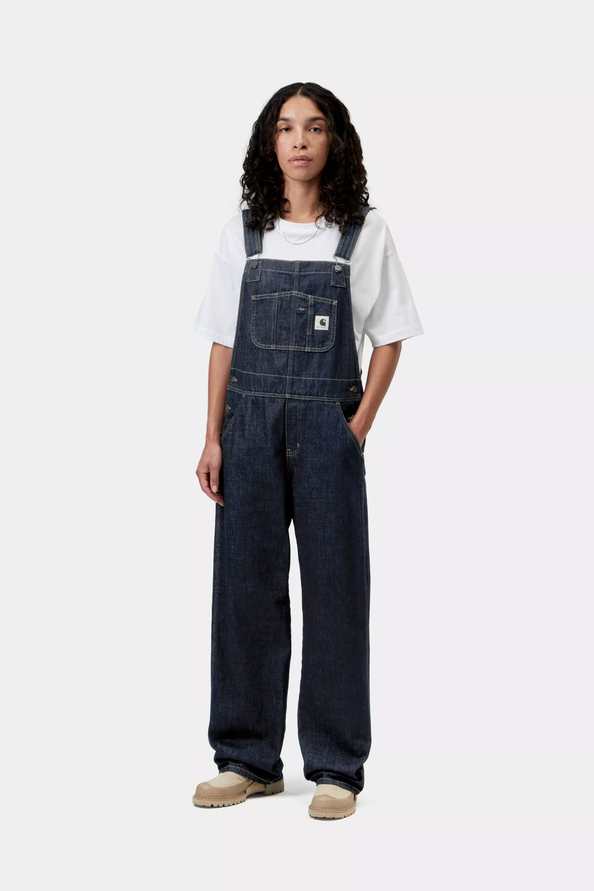 W Bib Overall Straight Blue Rinsed