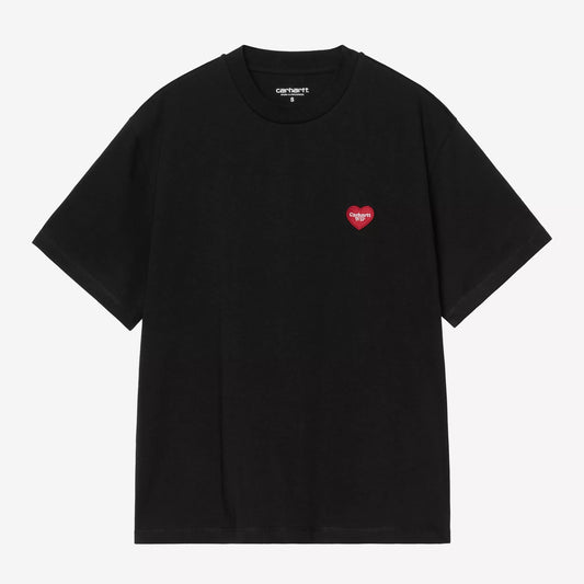 W S/S Heart Patch T-Shirt Black/Red