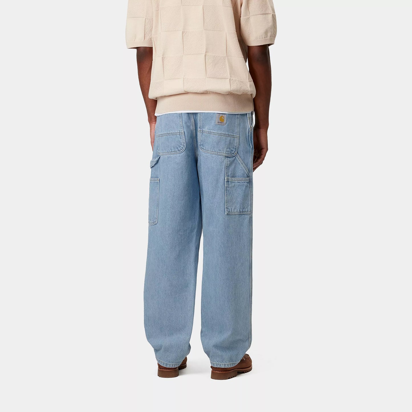 Single Knee Pant Blue Bleached
