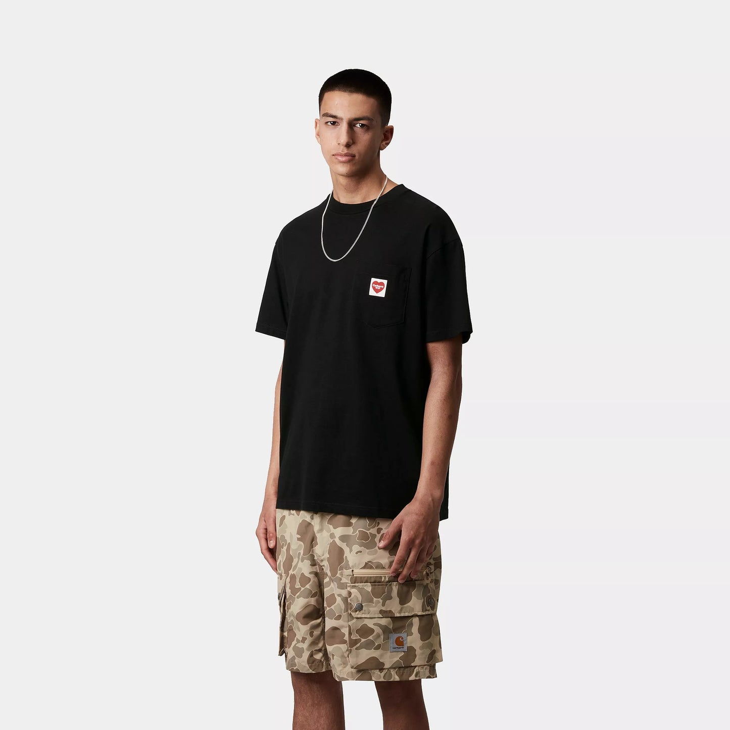 S/S Pocket Heart T-Shirt Black/Red
