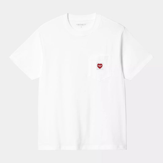 W S/S Pocket T-Shirt Heart White/Red