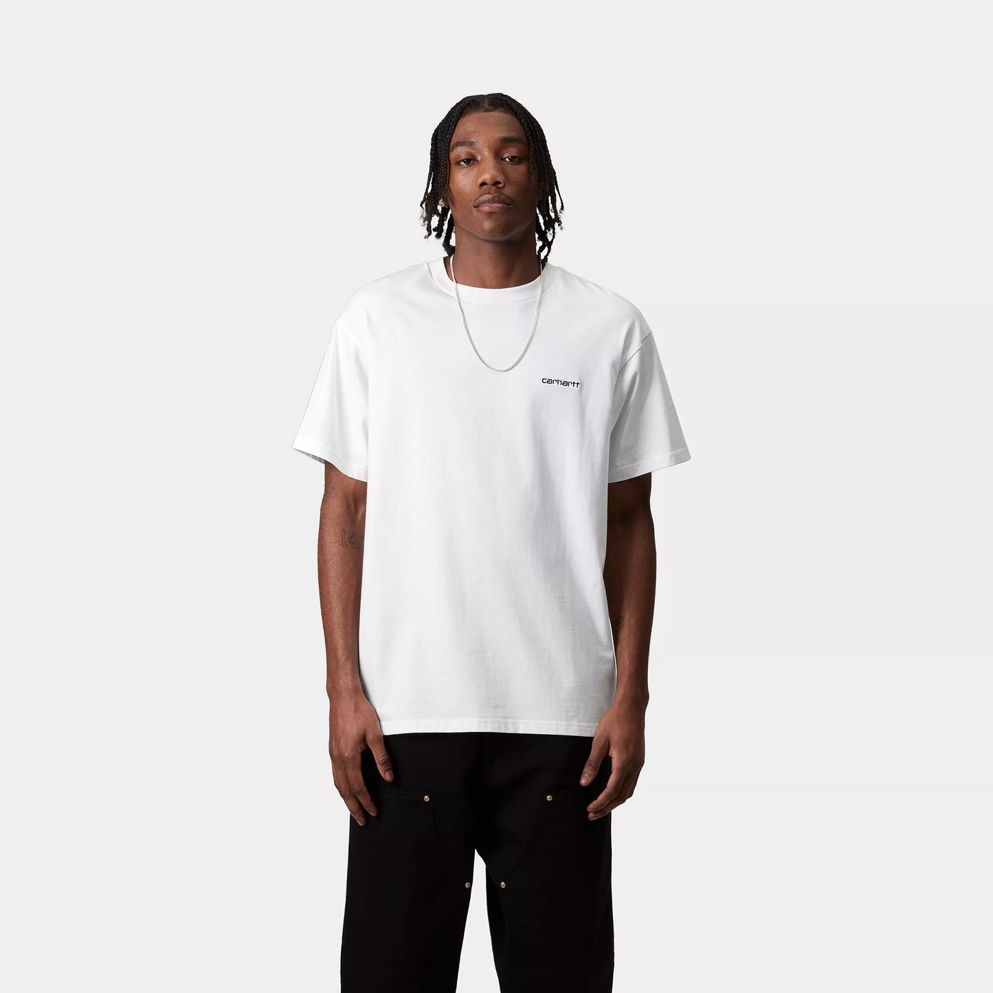 S/S Script Embroidery T-Shirt White