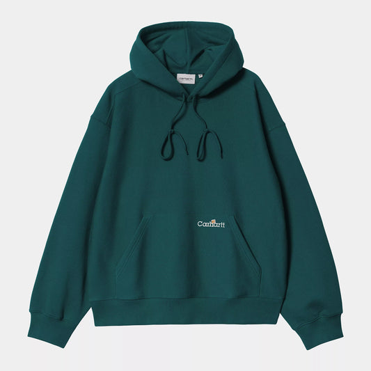 Hooded Label Script Sweat Malachite