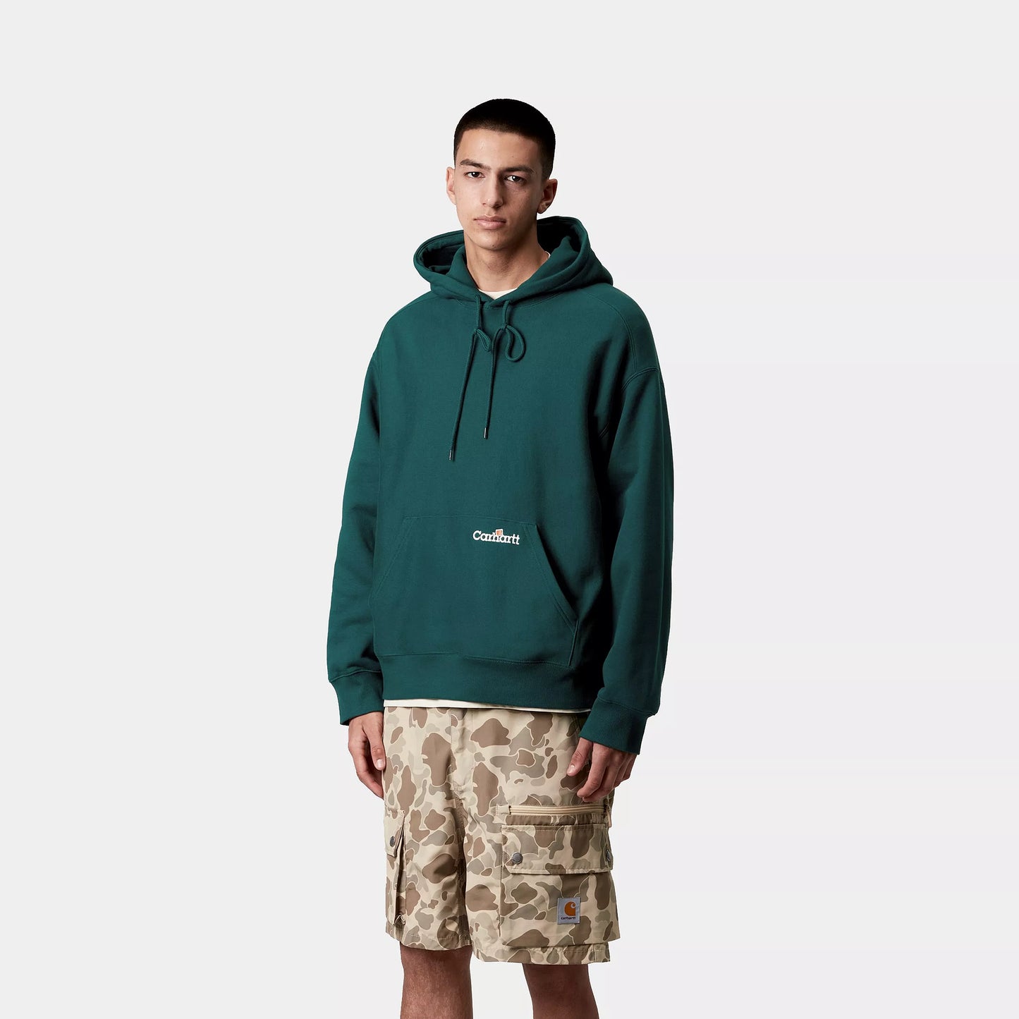 Hooded Label Script Sweat Malachite